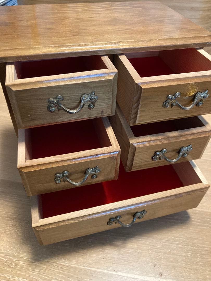 木製小物収納 5引き出し クラシック　真鍮金具