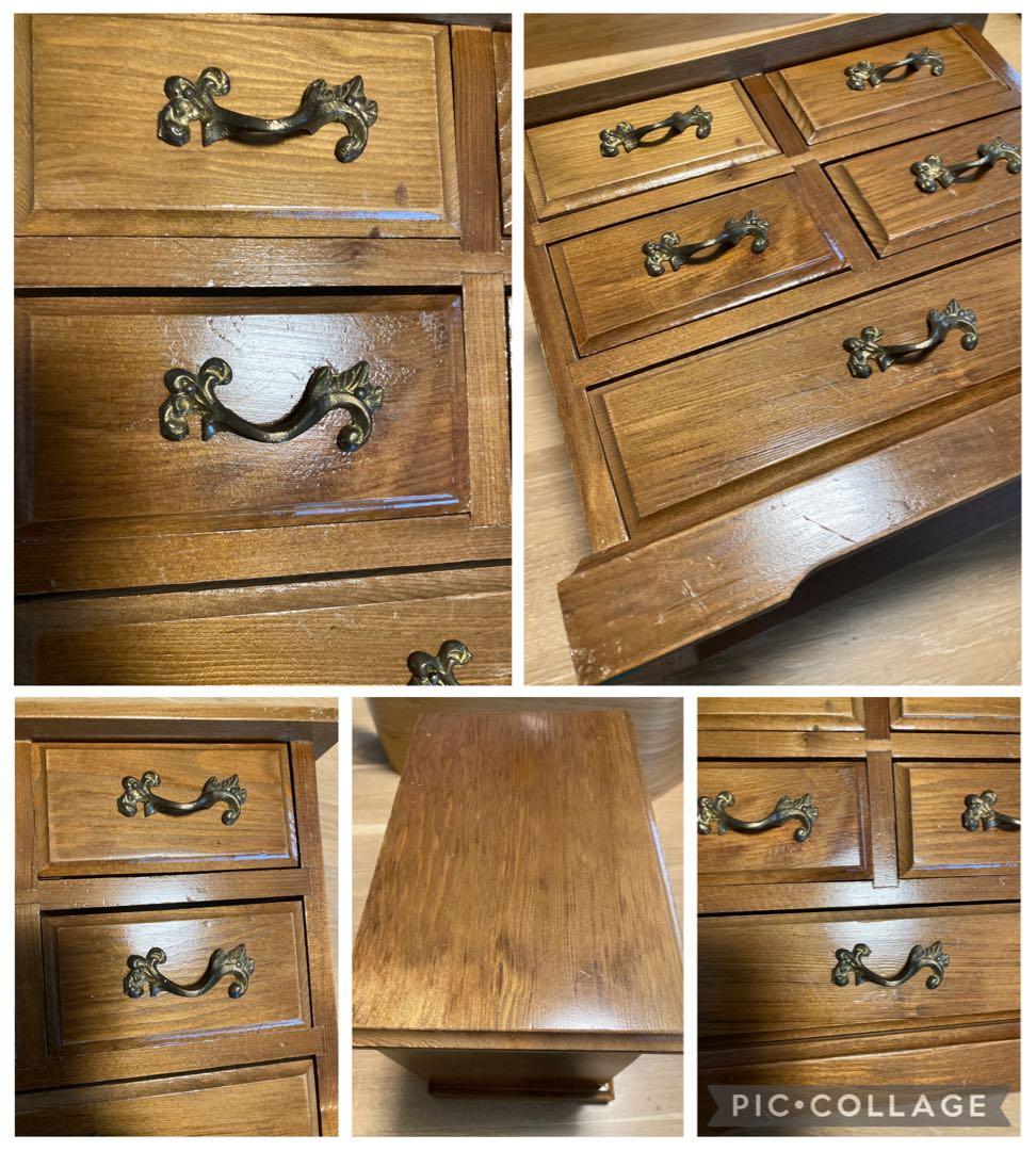 木製小物収納 5引き出し クラシック　真鍮金具