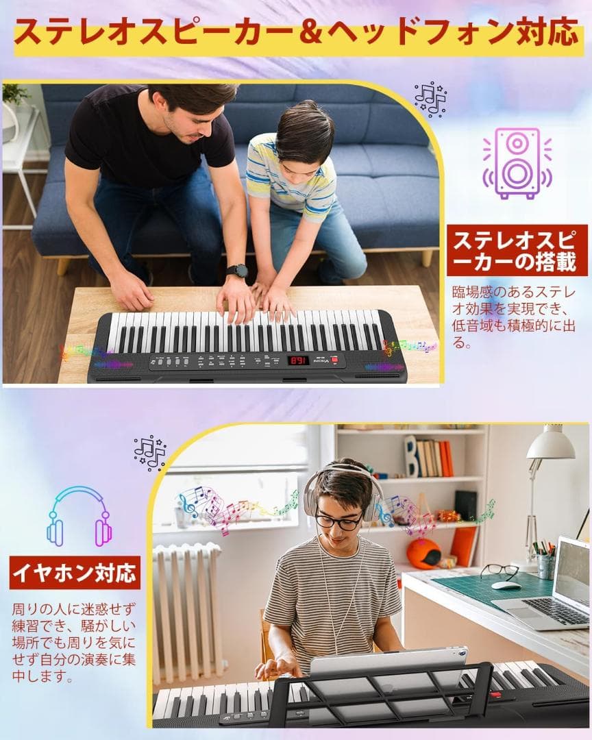 最安値❤電子ピアノ 61鍵盤 電子キーボード 60デモ 200音色 200リズム