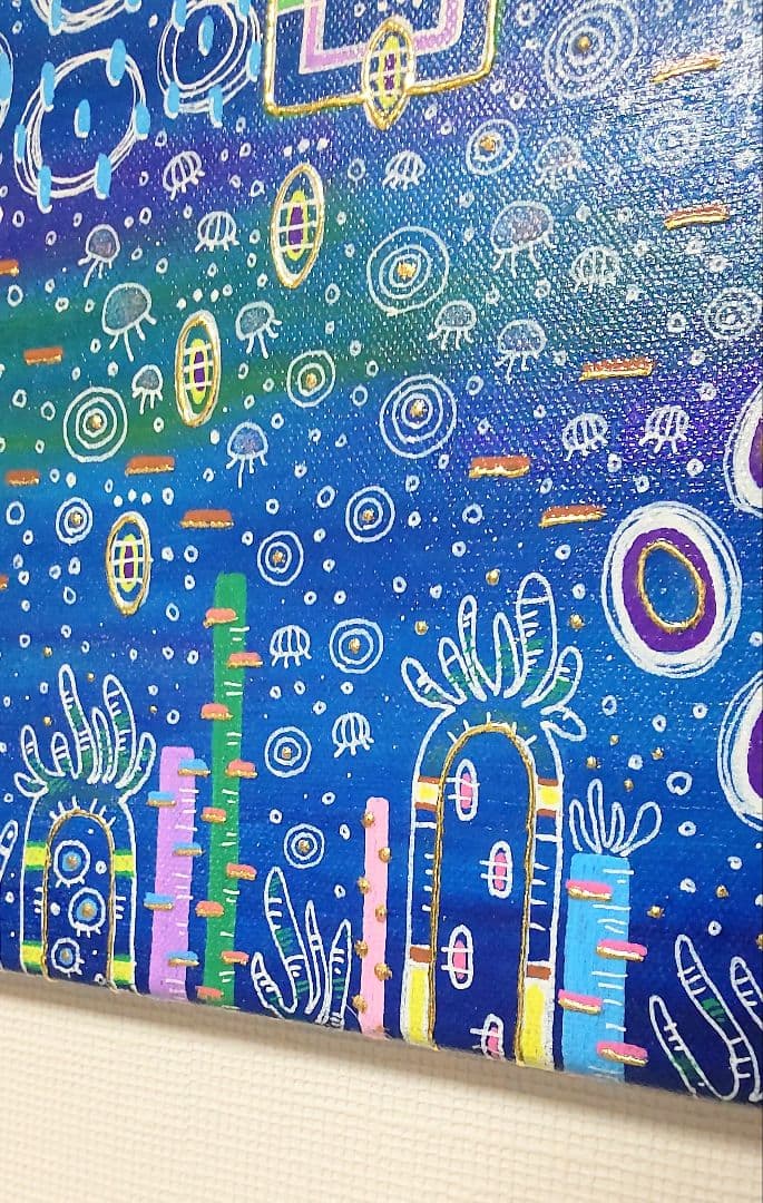 アート作品 アクリル画 深海の世界22✕27.5cm