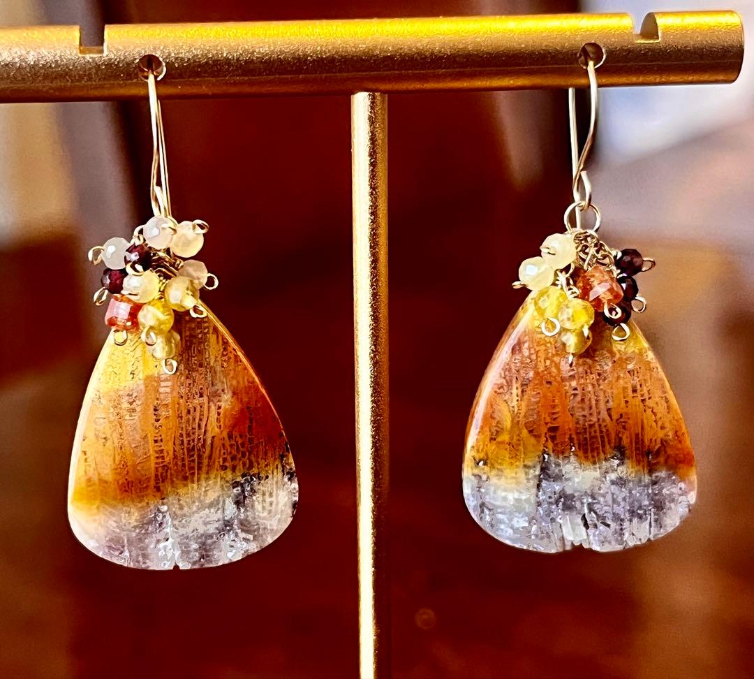 特価14kgfフォッシルコーラルのピアスです