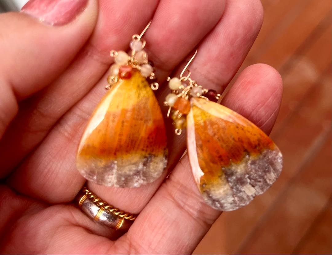 特価14kgfフォッシルコーラルのピアスです