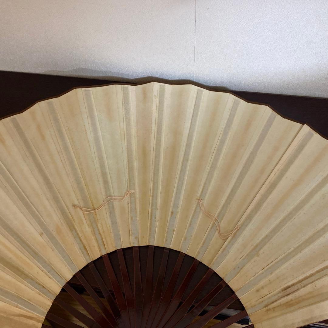 扇　大型　中国画　蓮の花とトンボ