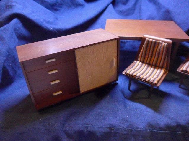 美品　貴重な50年代のマテルのモダンリビングのミニチュア家具セット　木製　日本製