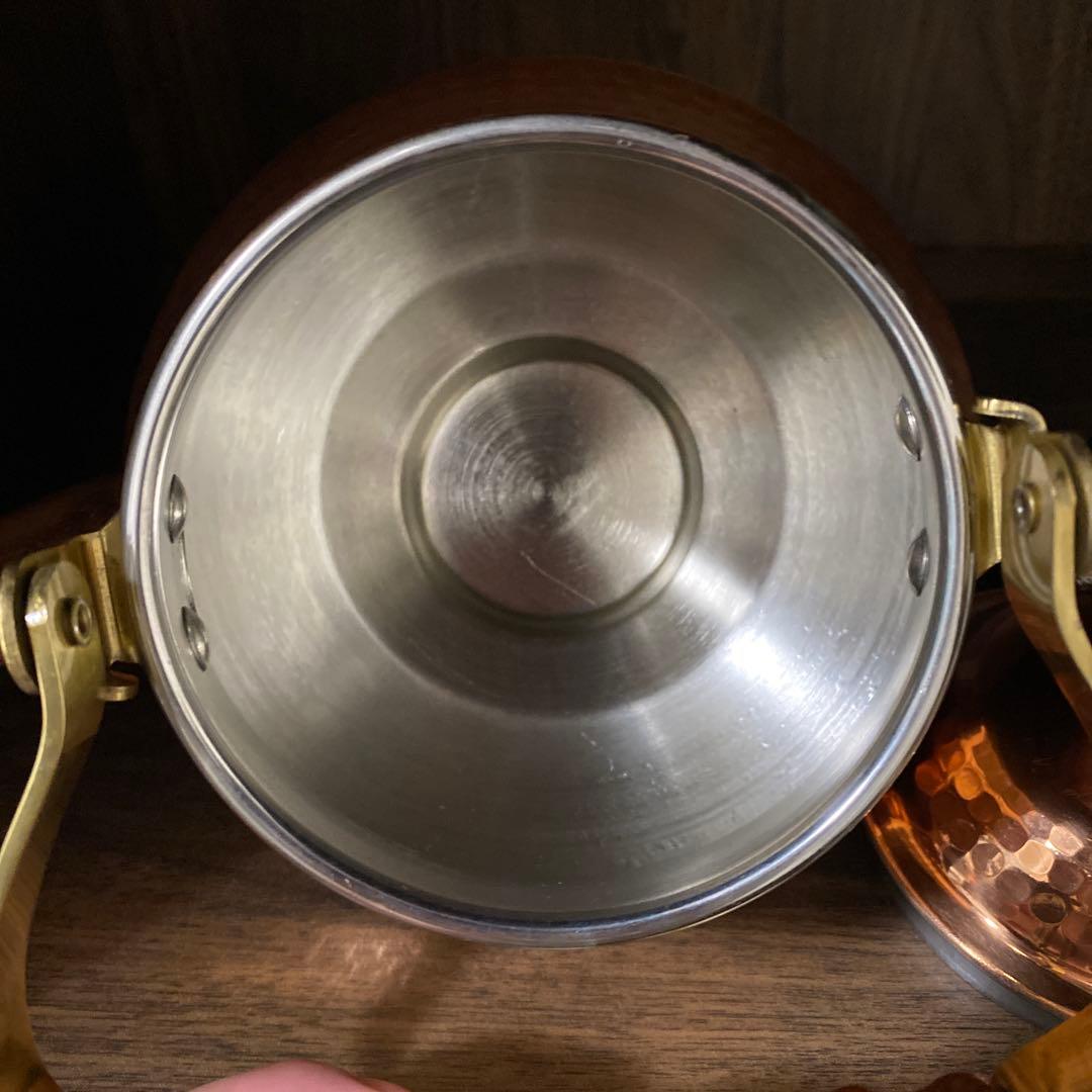 ☆銅ケトル 銅やかん☆S&S Shimamoto 木製ハンドル レトロ キャンプ