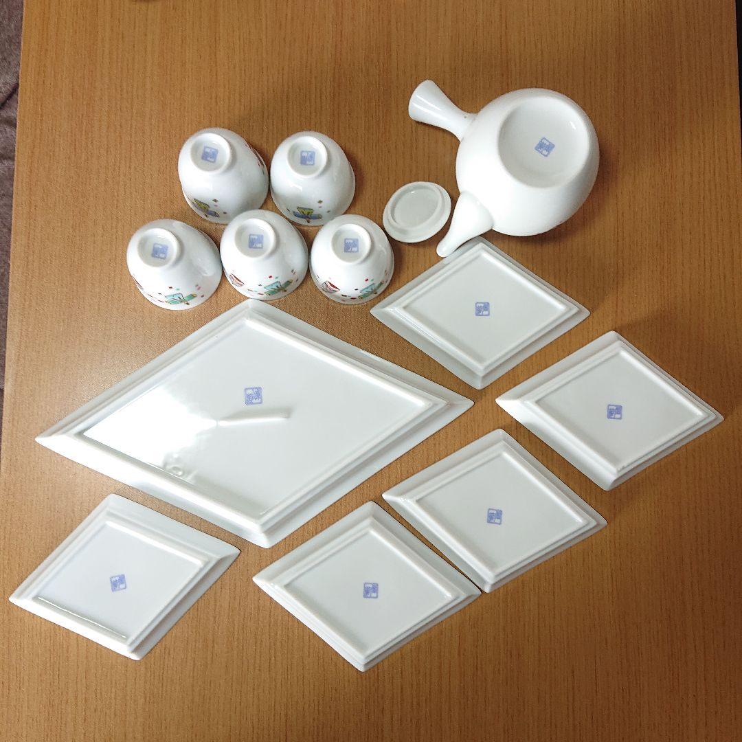 新品未使用品【庫山窯】前畑陶器、ひな祭り食器１２点セット、湯飲み、急須