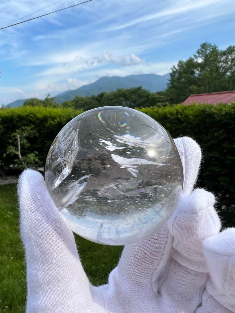 185 ブラジル産　水晶　丸玉　約58mm 【台座付き】