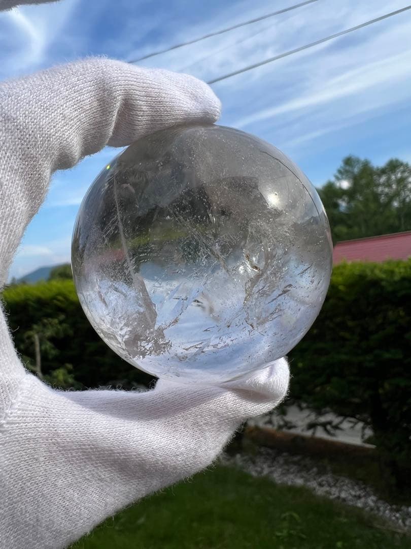 185 ブラジル産　水晶　丸玉　約58mm 【台座付き】