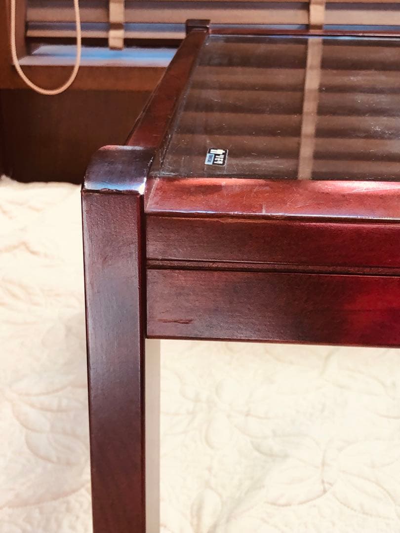 カリモク家具 希少オールド ガラステーブル／ローテーブル／昭和レトロ モダン