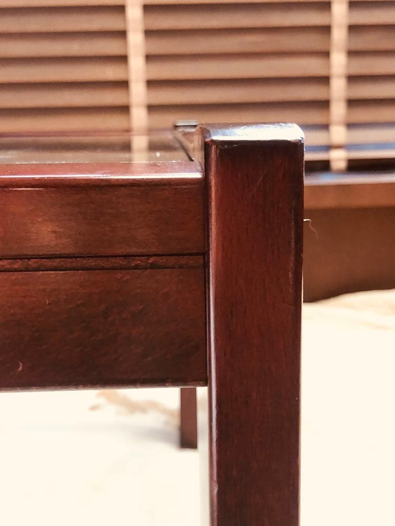 カリモク家具 希少オールド ガラステーブル／ローテーブル／昭和レトロ モダン