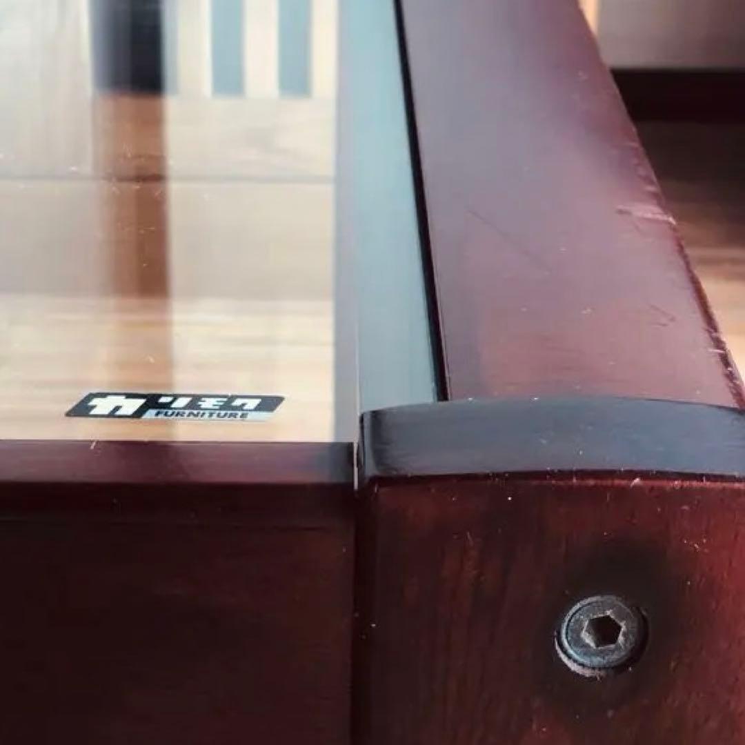 カリモク家具 希少オールド ガラステーブル／ローテーブル／昭和レトロ モダン