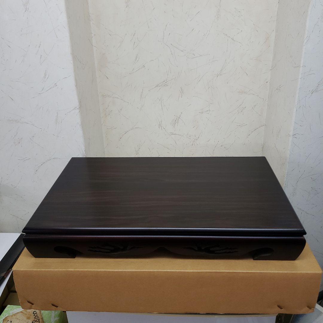 蔵出し特価黒檀花台　鶴亀彫り 花瓶台 黒 1.8尺箱付き　55×33×8cm