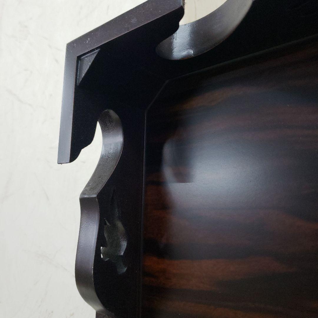 蔵出し特価黒檀花台　鶴亀彫り 花瓶台 黒 1.8尺箱付き　55×33×8cm