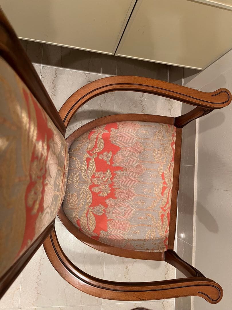 高背椅子 オレンジとグレーの花柄