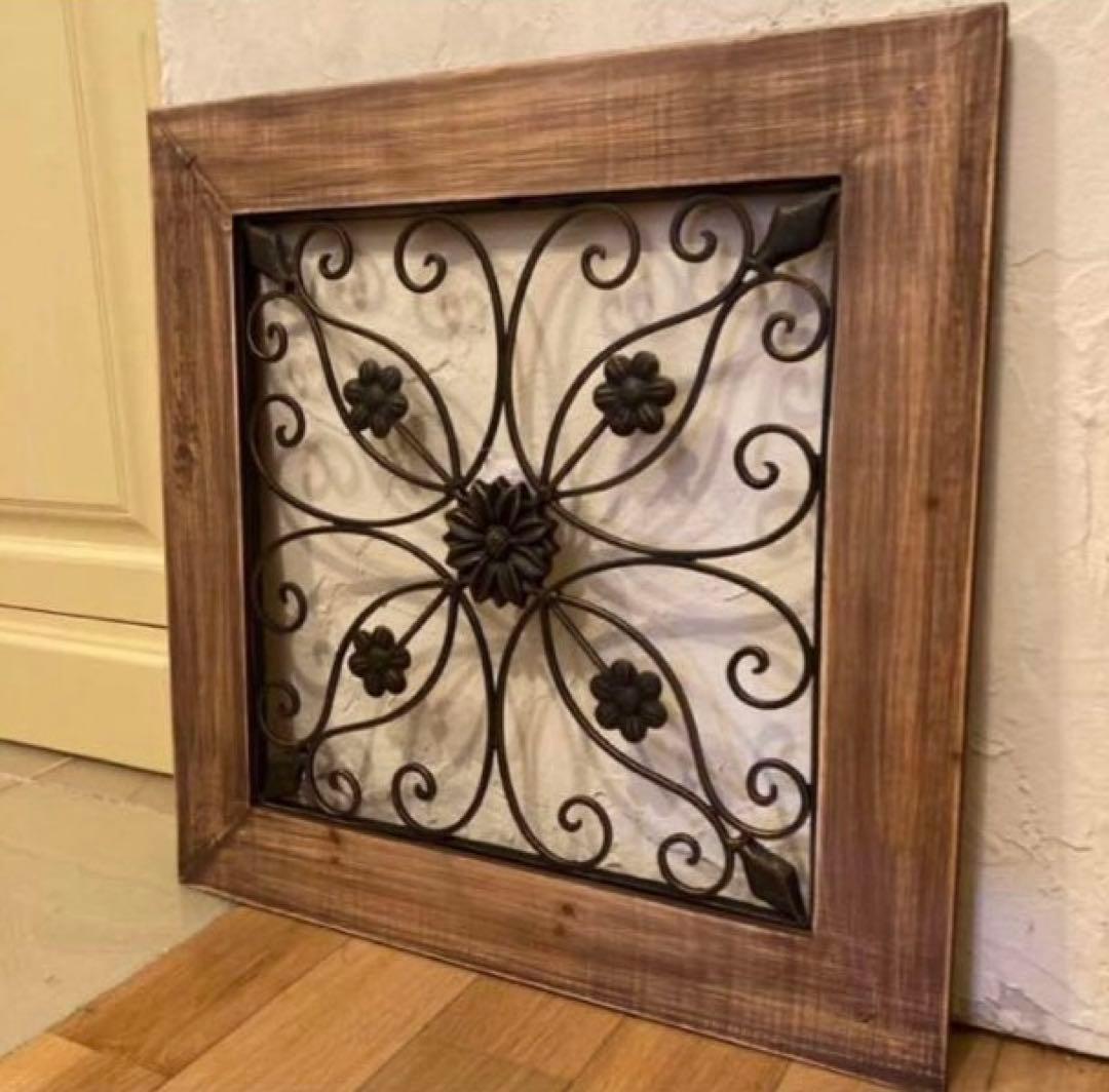 アイアンウッド アンティークフィニッシュ フローラル ウォールデコ 壁掛可