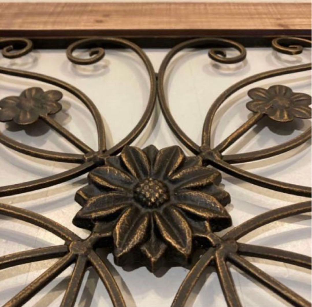 アイアンウッド アンティークフィニッシュ フローラル ウォールデコ 壁掛可