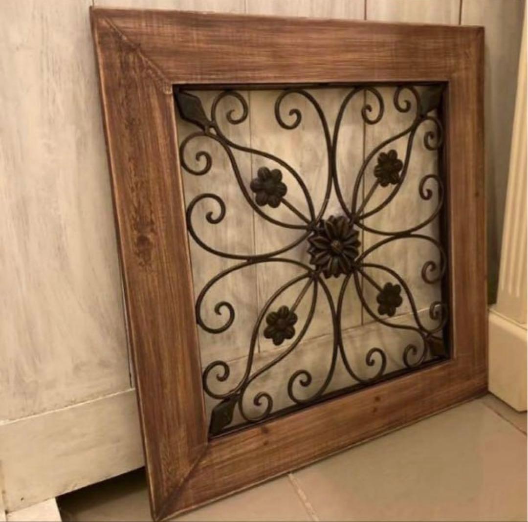 アイアンウッド アンティークフィニッシュ フローラル ウォールデコ 壁掛可