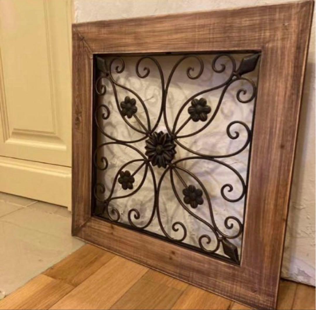 アイアンウッド アンティークフィニッシュ フローラル ウォールデコ 壁掛可