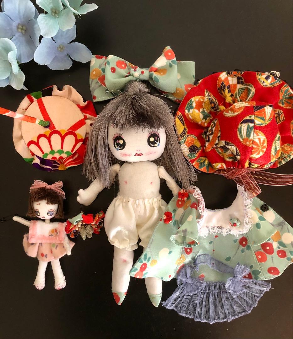 ＊夢 文化人形＊髪飾り乙女♡創作文化人形約20cm着せ替え8点セット＊