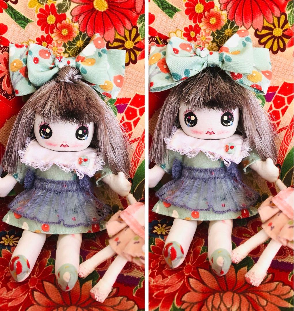 ＊夢 文化人形＊髪飾り乙女♡創作文化人形約20cm着せ替え8点セット＊