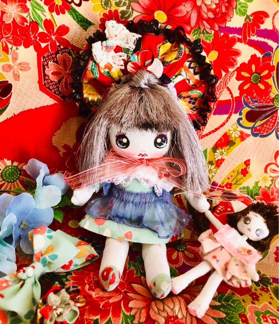 ＊夢 文化人形＊髪飾り乙女♡創作文化人形約20cm着せ替え8点セット＊