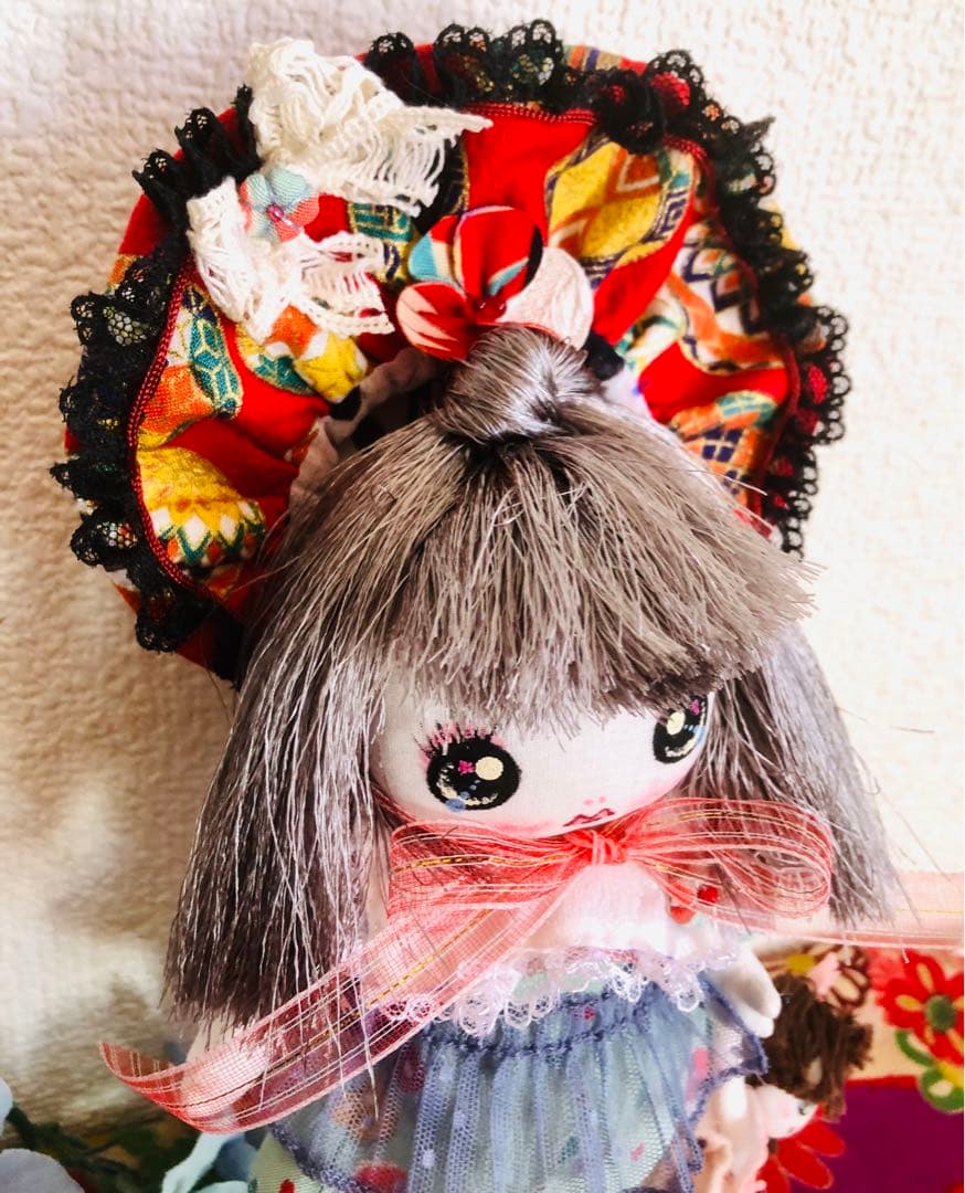 ＊夢 文化人形＊髪飾り乙女♡創作文化人形約20cm着せ替え8点セット＊