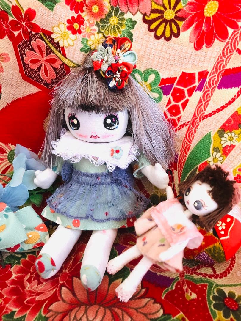 ＊夢 文化人形＊髪飾り乙女♡創作文化人形約20cm着せ替え8点セット＊