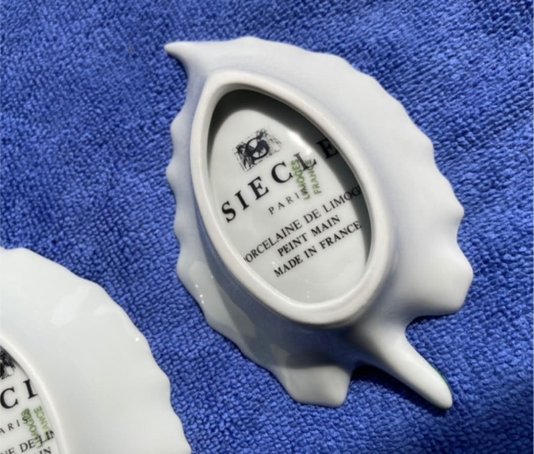 SIECLE Paris フランス　リモージュ　手描き　葉型　葉形　小皿　3点