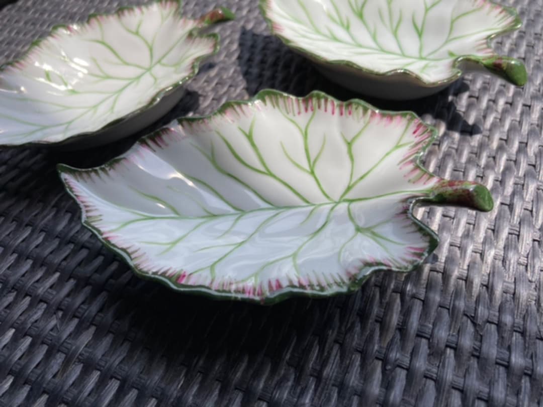 SIECLE Paris フランス　リモージュ　手描き　葉型　葉形　小皿　3点