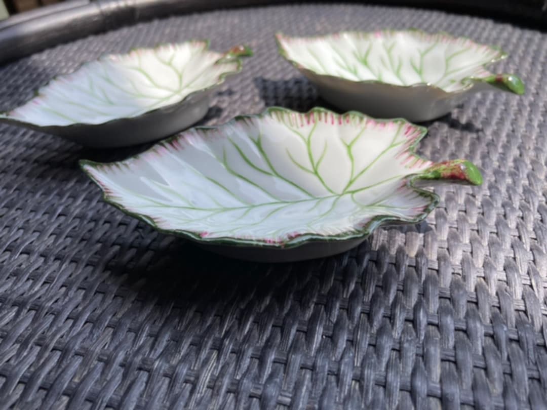 SIECLE Paris フランス　リモージュ　手描き　葉型　葉形　小皿　3点