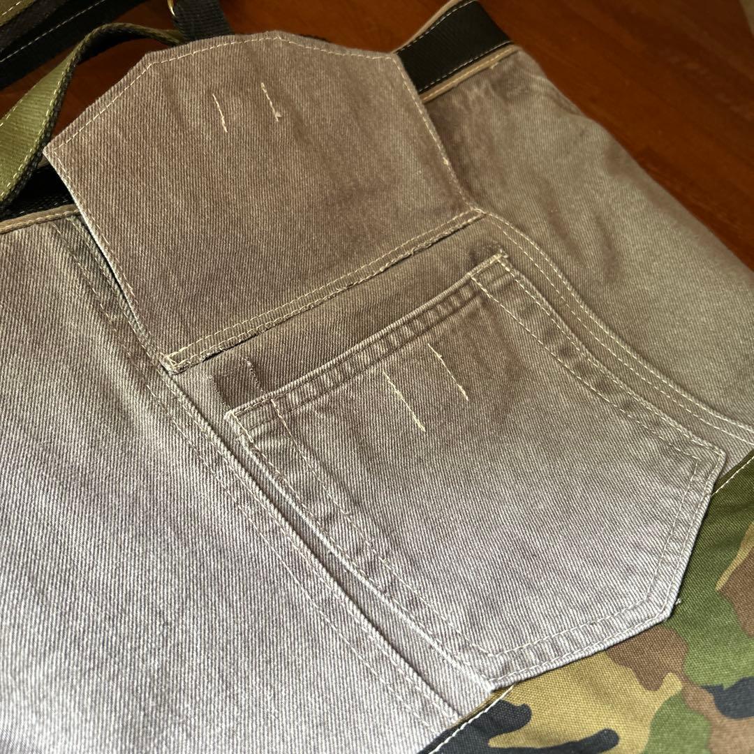 デニムリメイク　ショルダーバッグ　ミリタリー　アーミー　カモフラージュ