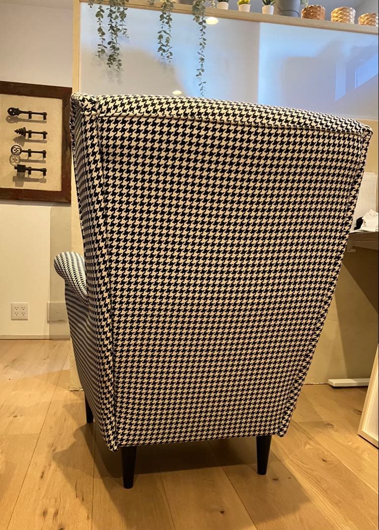 【都内23区内限定 配送費含む】イケア 椅子 ストランドモン 千鳥柄 オットマン