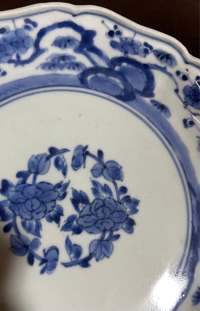 中国古美術 清時代染付け皿　裏面に “福 ”在銘 共箱