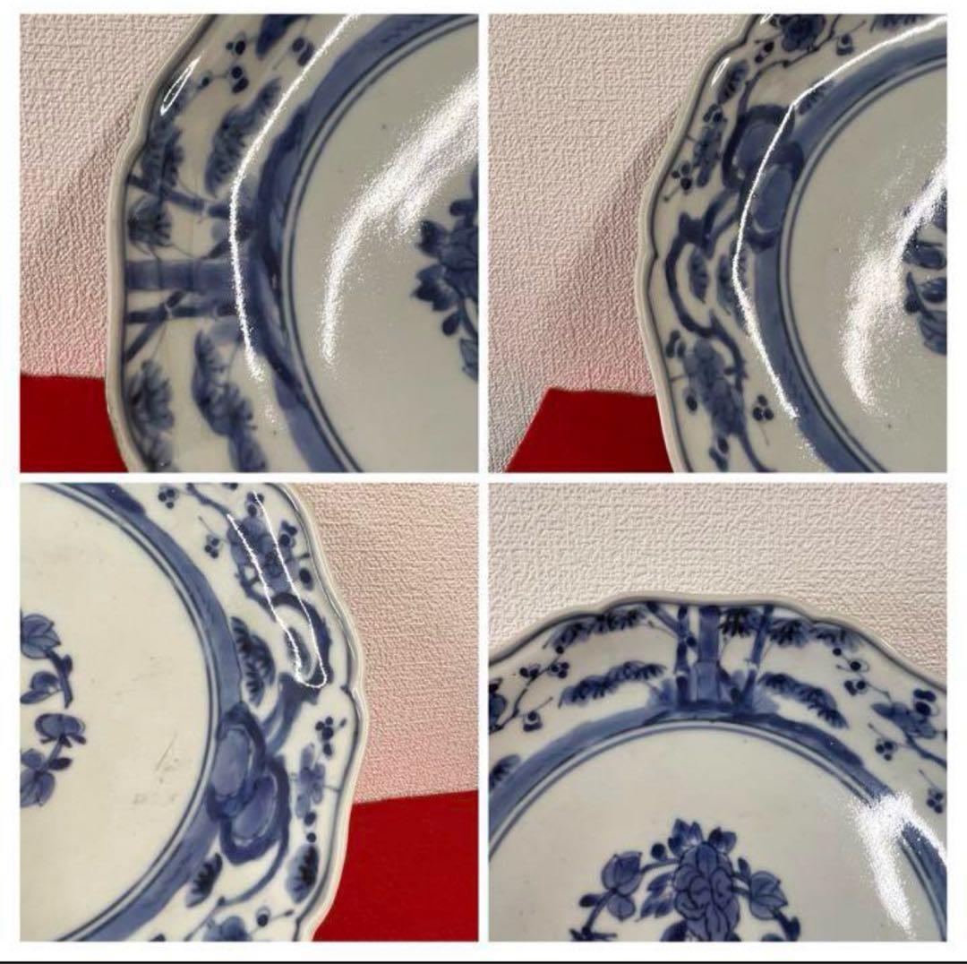 中国古美術 清時代染付け皿　裏面に “福 ”在銘 共箱