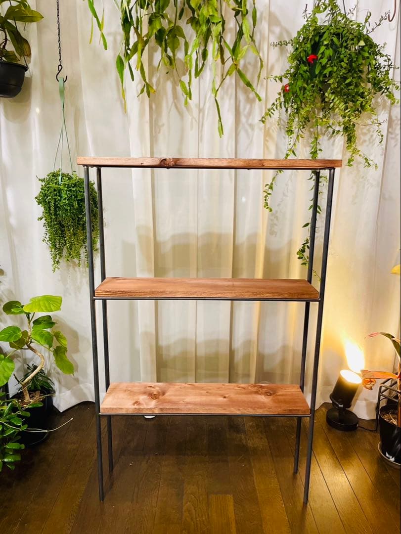 【送料無料】　アイアン3段ラック　オーダーメイド　ハンドメイド　男前家具　無骨