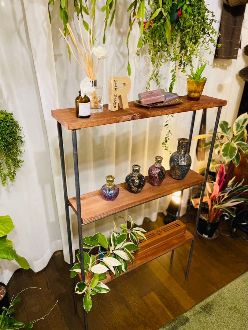 【送料無料】　アイアン3段ラック　オーダーメイド　ハンドメイド　男前家具　無骨