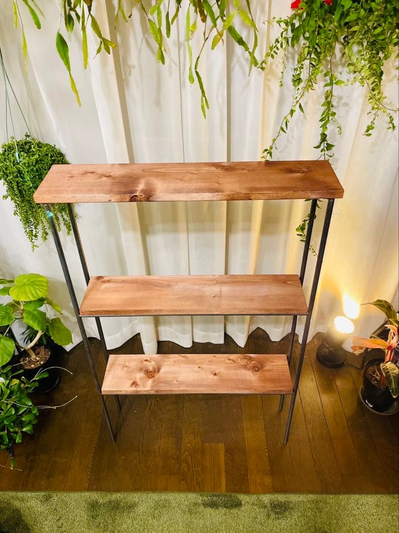 【送料無料】　アイアン3段ラック　オーダーメイド　ハンドメイド　男前家具　無骨