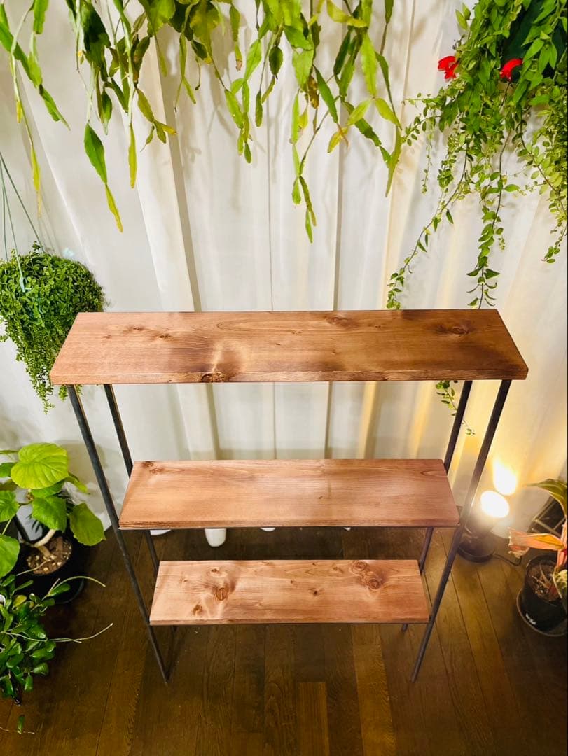 【送料無料】　アイアン3段ラック　オーダーメイド　ハンドメイド　男前家具　無骨