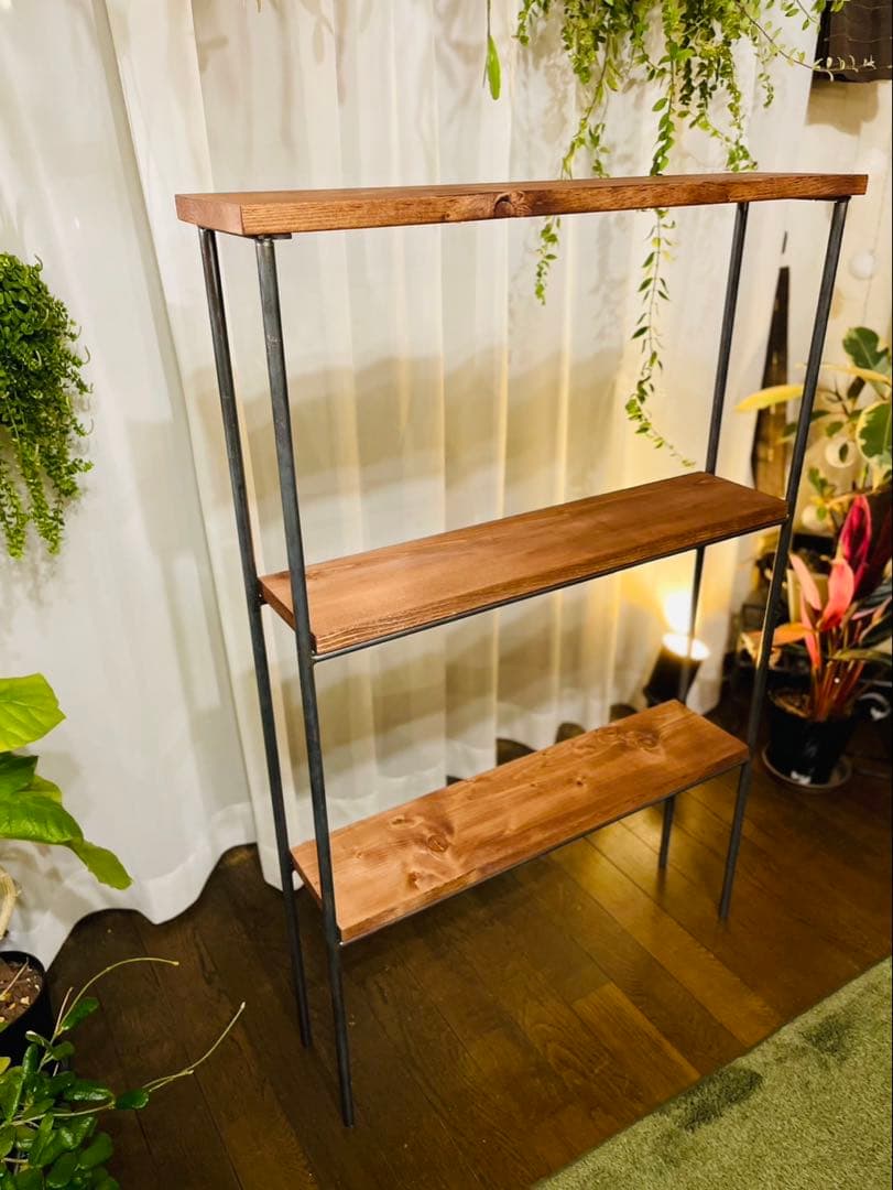 【送料無料】　アイアン3段ラック　オーダーメイド　ハンドメイド　男前家具　無骨