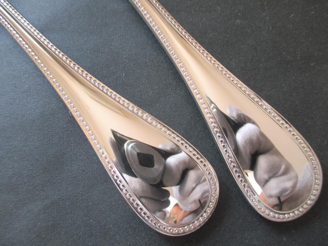 未使用☆仏蘭西高級銀器クリストフルシルバー　スタンダードスプーン２本　定番パール