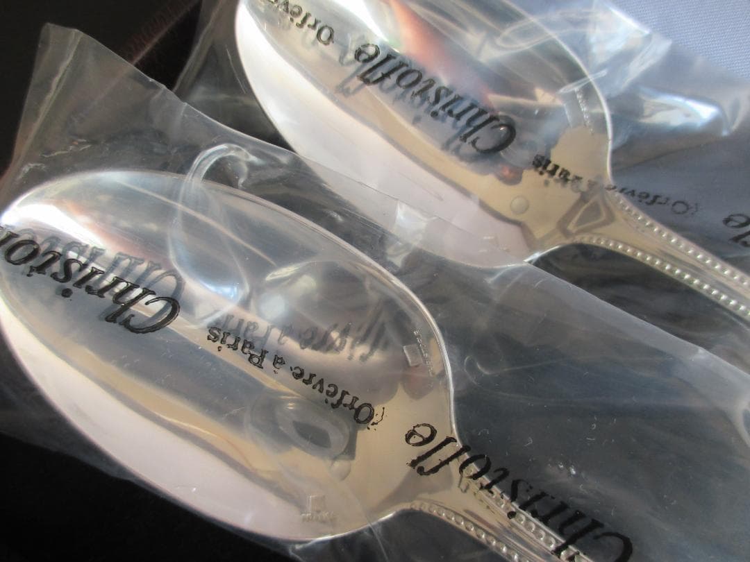 未使用☆仏蘭西高級銀器クリストフルシルバー　スタンダードスプーン２本　定番パール