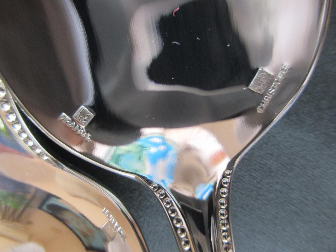 未使用☆仏蘭西高級銀器クリストフルシルバー　スタンダードスプーン２本　定番パール