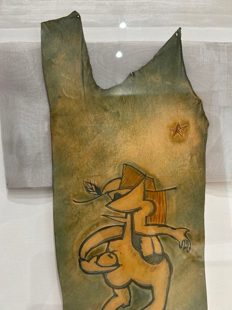 浜本一絵 白夜 レザーアート 羊皮 エンボッシング 直筆サイン アクリル額