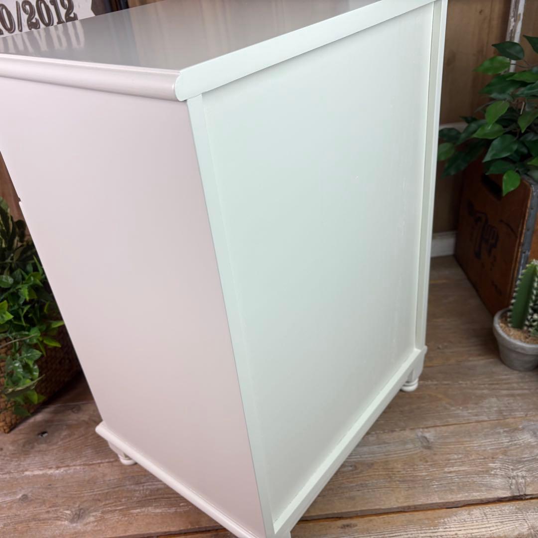 フレンチカントリー北欧調ホワイトチェスト四段五つ引き木製収納タンス飾り棚姫系