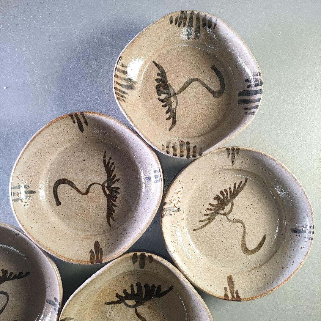 A1257-2/唐津焼/十二代 中里太郎右衛門/絵唐津平向付5客/共箱/懐石道具