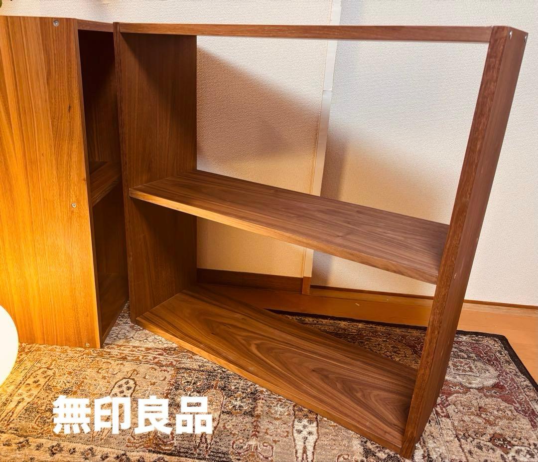 ☘️送料込⭐️美品⭐️無印良品⭐️スタッキングシェルフ⭐️ワイド・2段⭐️ウォールナット材