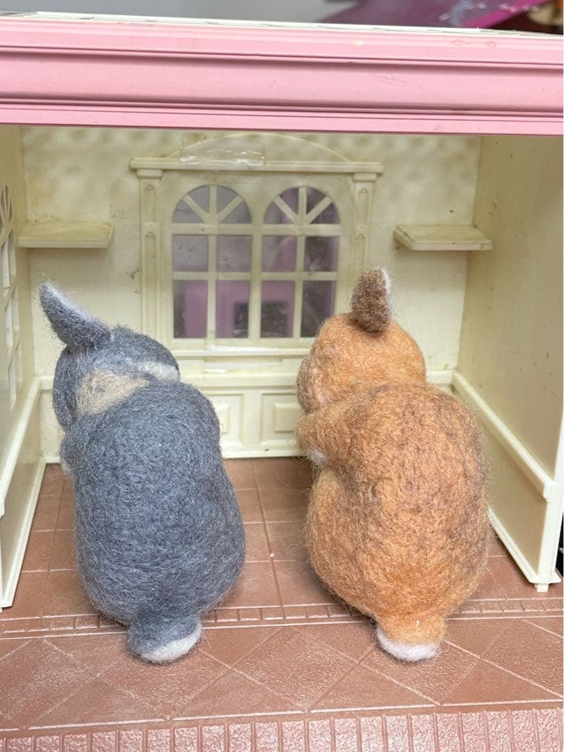 確認用　羊毛フェルト　うさぎ　ティモテ　ブルーオターorライラックオター