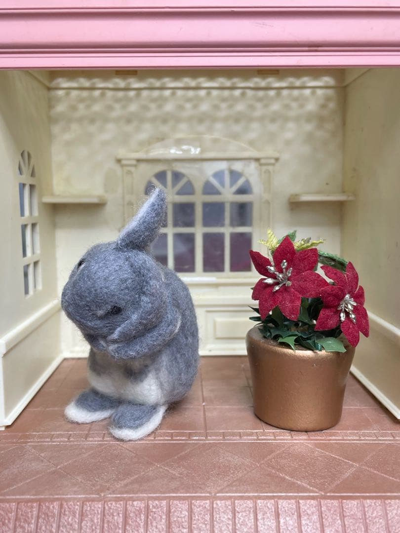 確認用　羊毛フェルト　うさぎ　ティモテ　ブルーオターorライラックオター