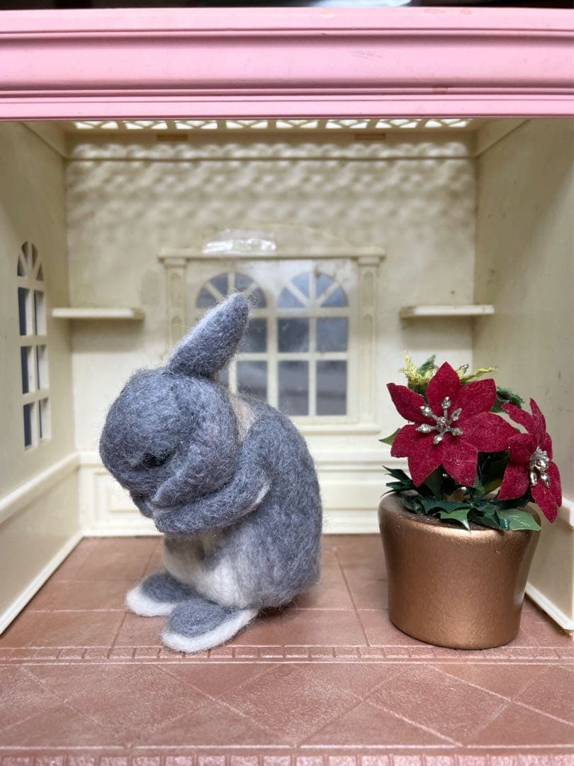 確認用　羊毛フェルト　うさぎ　ティモテ　ブルーオターorライラックオター