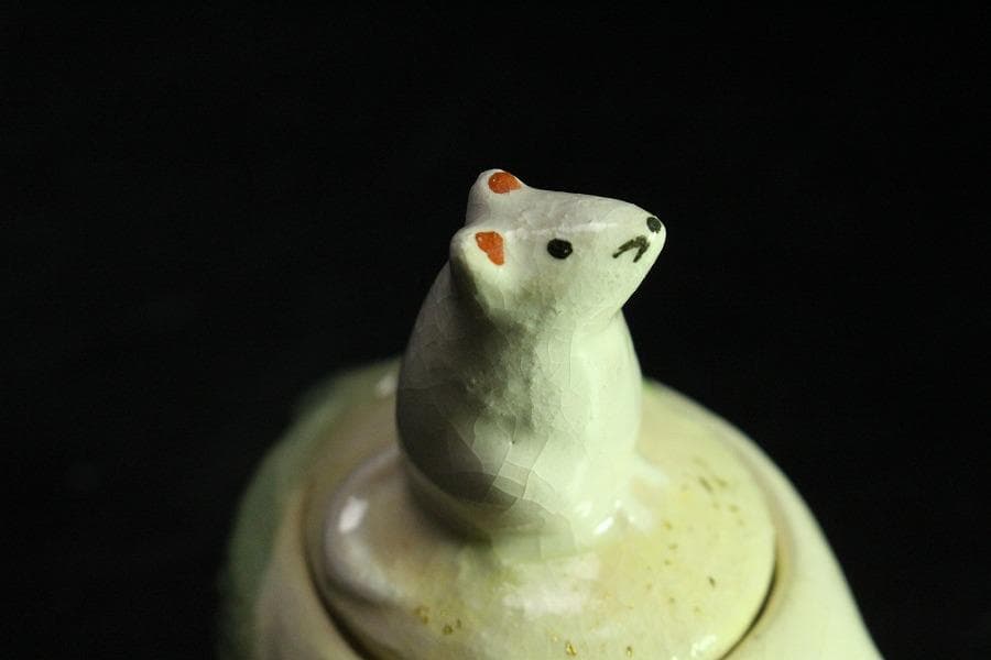 茶道具 楽入作 大根鼠 香合 共箱 未使用(K-LC857)